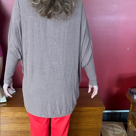 EUC Women's unique Taupe Open Front cardigan - Picture 10 of 13